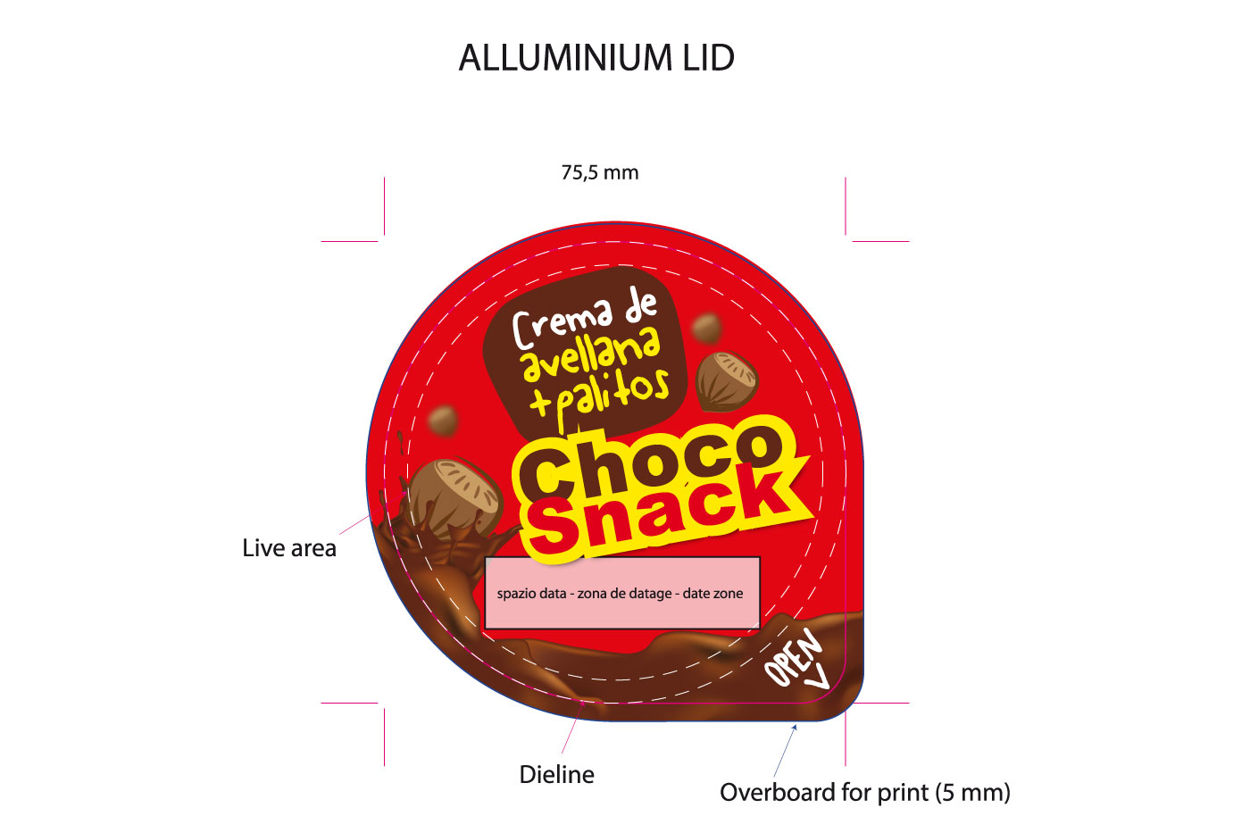 Choco snak avellana packaging tapa