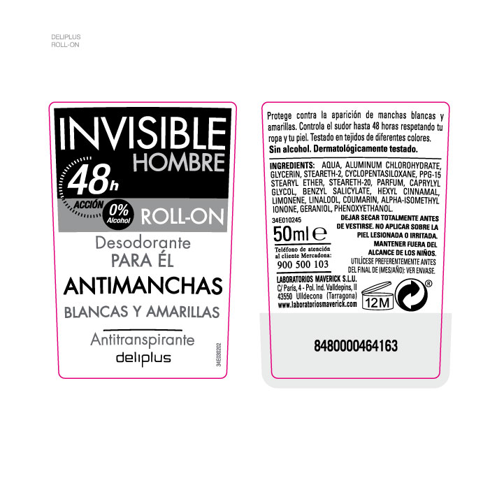 DEO Desodorante Deliplus packaging invisible hombre roll on 1