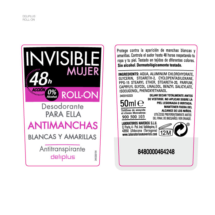 DEO Desodorante Deliplus packaging invisible mujer roll on 1