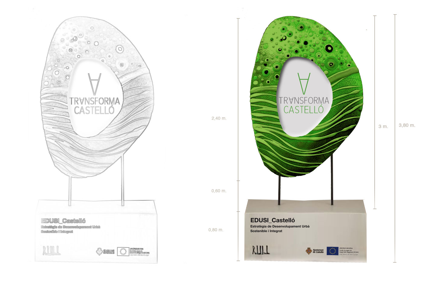 Edusi Transforma Castello green marketing sostenible escultura estructura