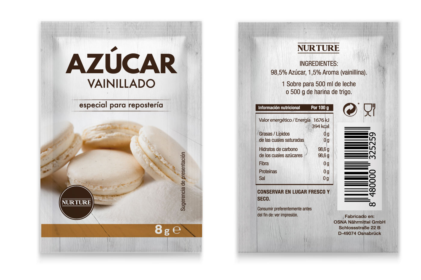 Packaging Azúcar Vainillado y Levadura