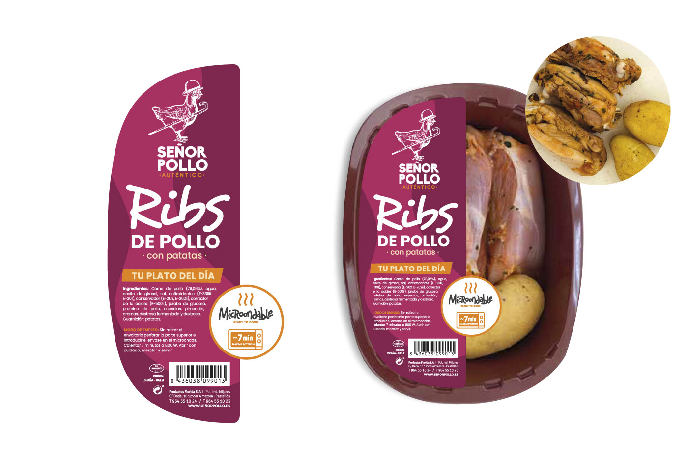 dobleessa packaging Microondable Senor Pollo ribs de pollo