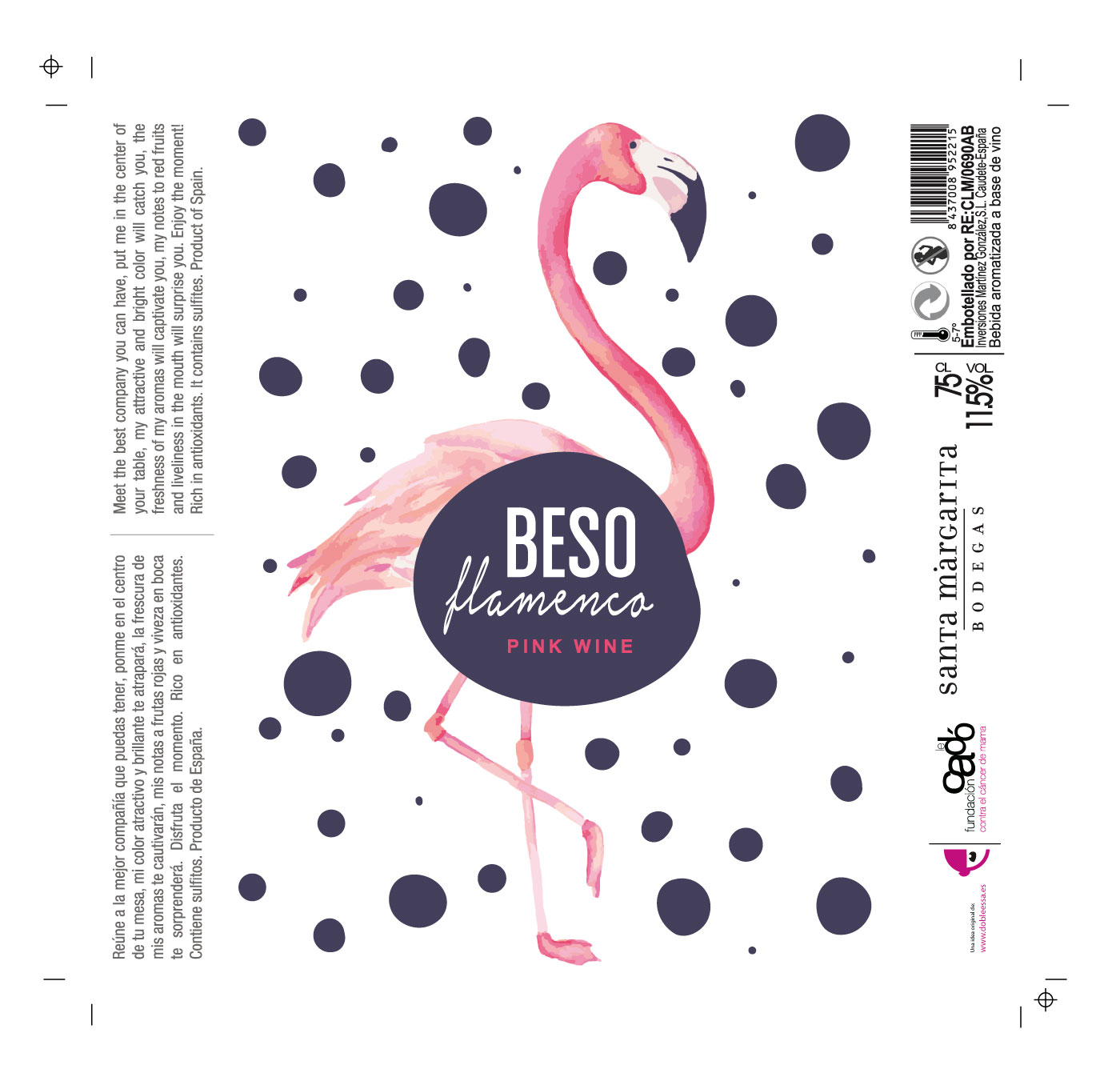 beso flamenco pink wine packaging etiqueta